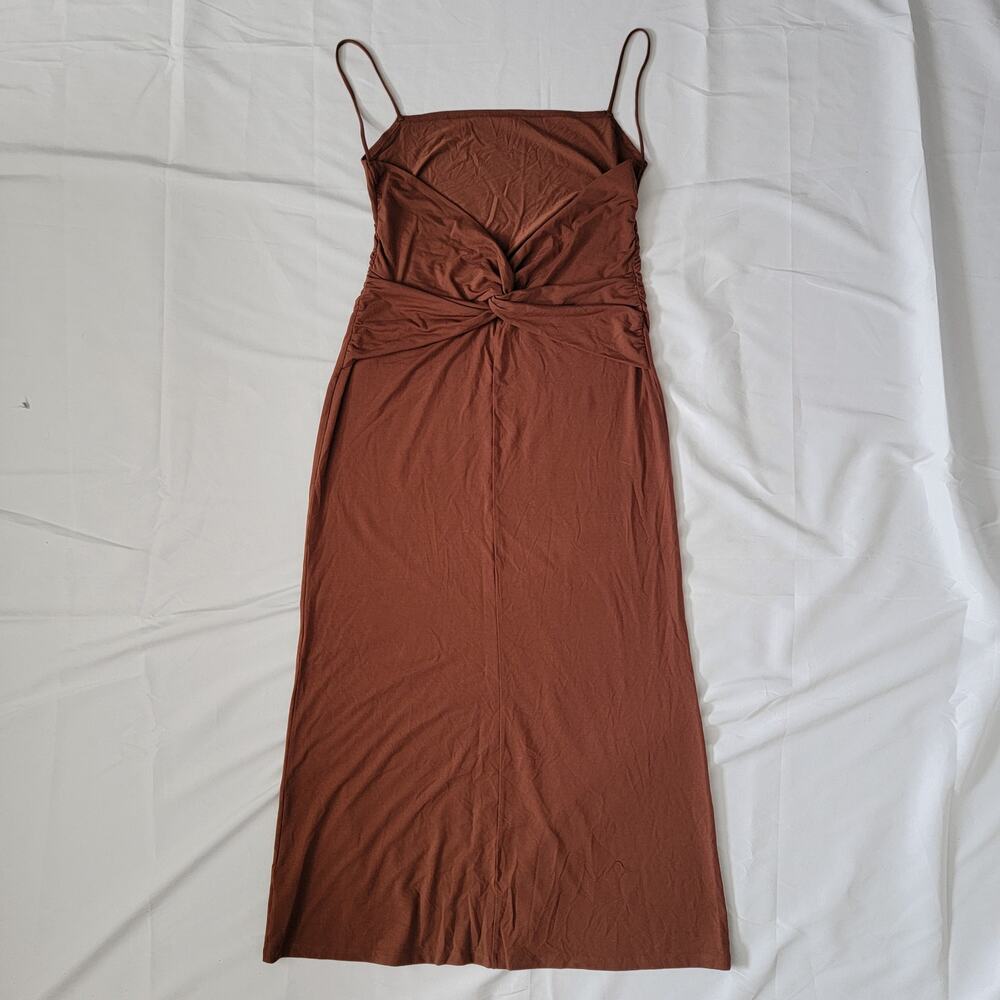 Reformation Hex Brown Backless Midi Dress Sleeveless Stretchy Size XLarge - Picture 5 of 8